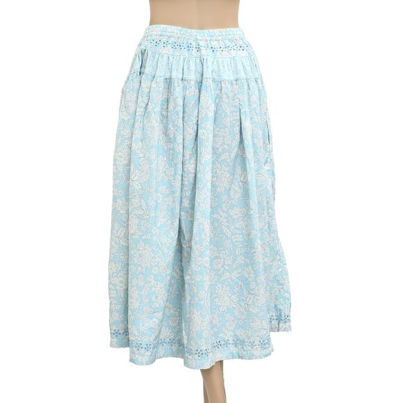 Free People Gesibelle Printed Maxi Skirt Eyelet Embroidered Cotton XS New 279849 - Picture 6 of 8